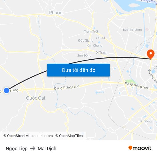 Ngọc Liệp to Mai Dịch map