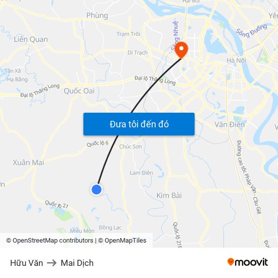 Hữu Văn to Mai Dịch map