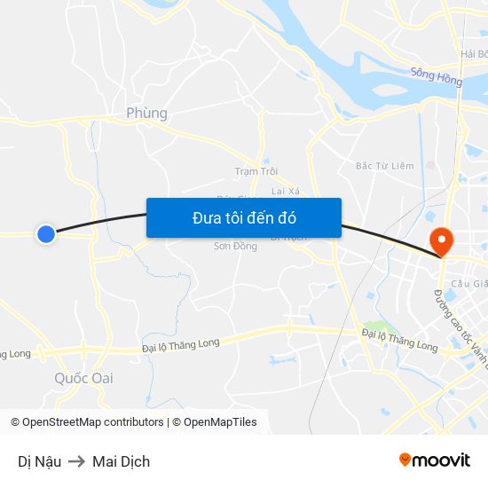 Dị Nậu to Mai Dịch map