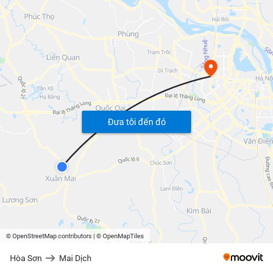 Hòa Sơn to Mai Dịch map