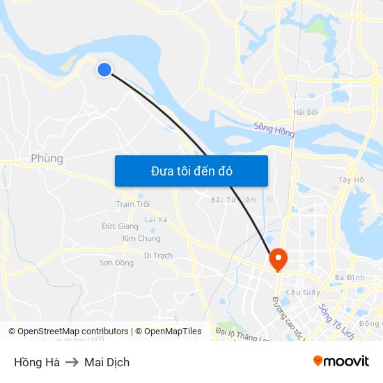 Hồng Hà to Mai Dịch map