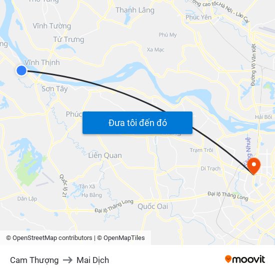 Cam Thượng to Mai Dịch map