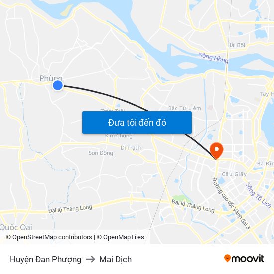 Huyện Đan Phượng to Mai Dịch map