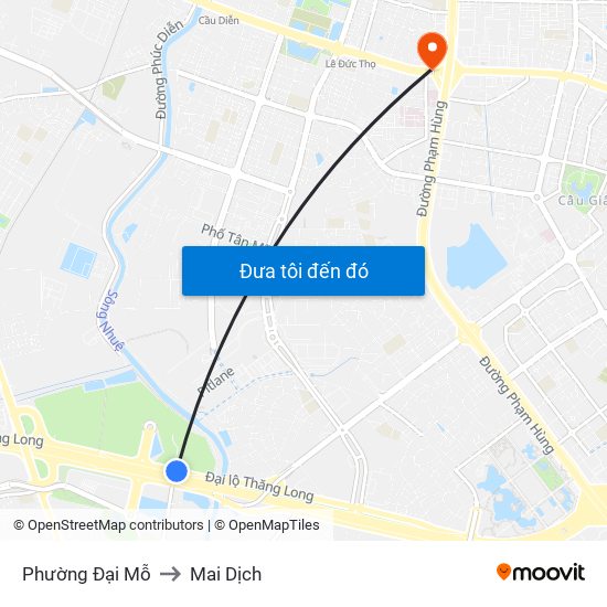 Phường Đại Mỗ to Mai Dịch map