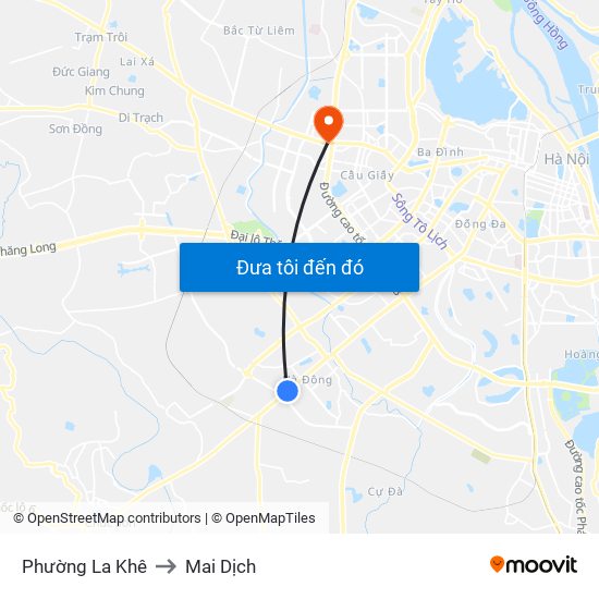 Phường La Khê to Mai Dịch map