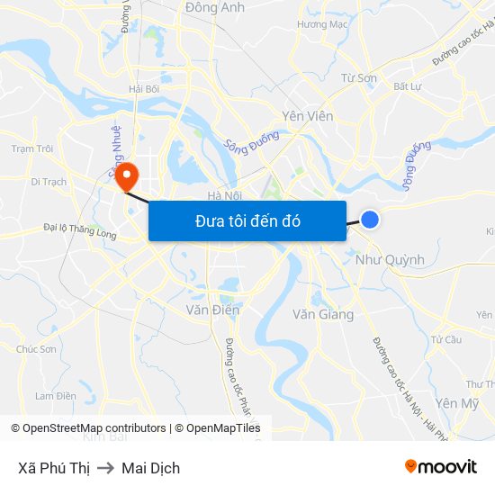 Xã Phú Thị to Mai Dịch map