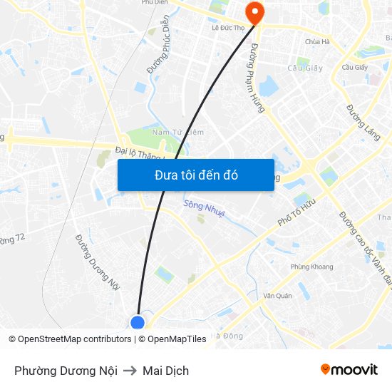 Phường Dương Nội to Mai Dịch map