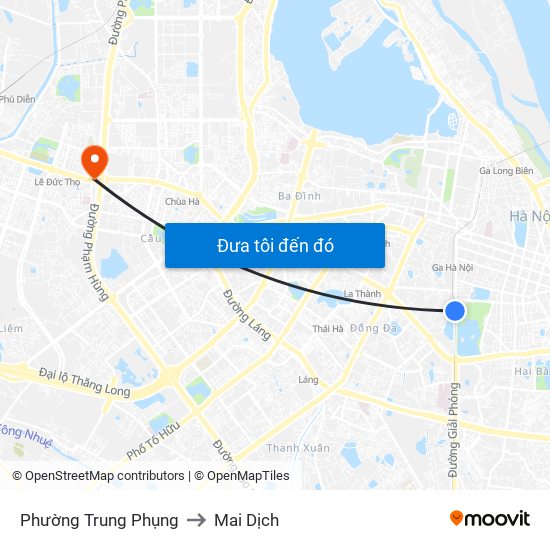 Phường Trung Phụng to Mai Dịch map