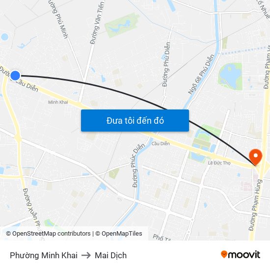 Phường Minh Khai to Mai Dịch map