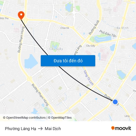 Phường Láng Hạ to Mai Dịch map