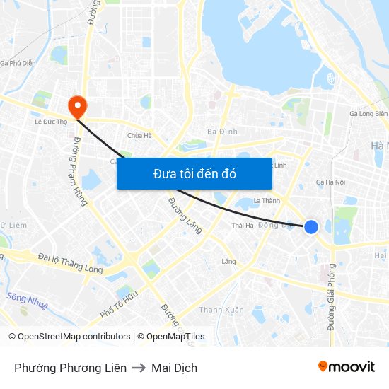 Phường Phương Liên to Mai Dịch map