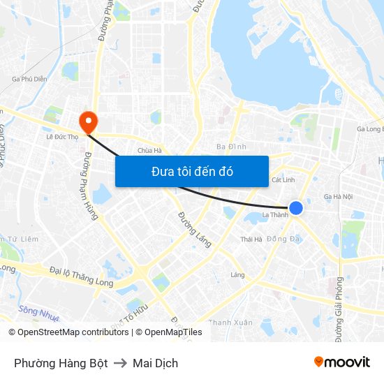 Phường Hàng Bột to Mai Dịch map