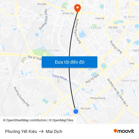 Phường Yết Kiêu to Mai Dịch map