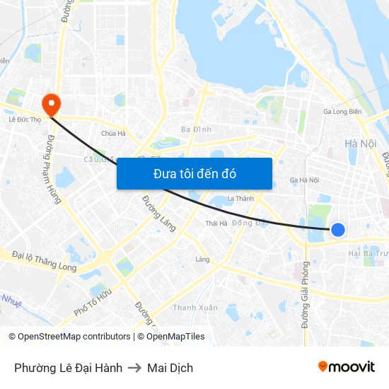 Phường Lê Đại Hành to Mai Dịch map