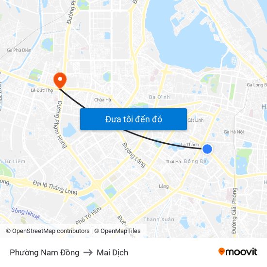 Phường Nam Đồng to Mai Dịch map