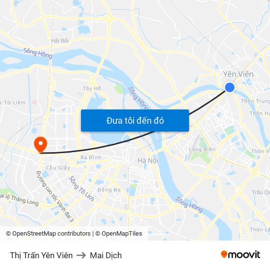 Thị Trấn Yên Viên to Mai Dịch map