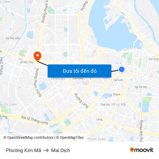 Phường Kim Mã to Mai Dịch map