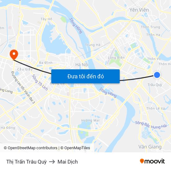 Thị Trấn Trâu Quỳ to Mai Dịch map