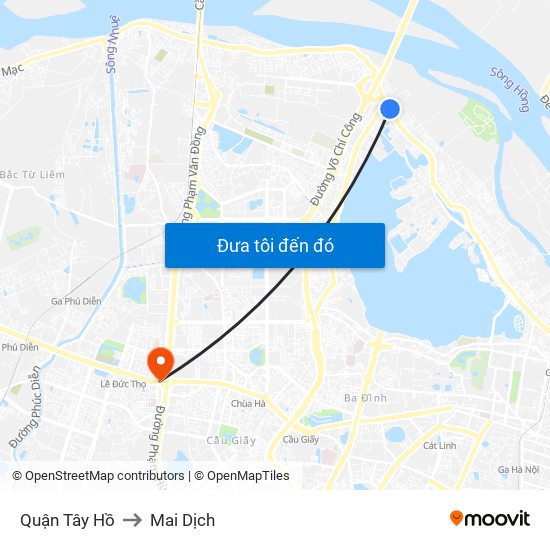 Quận Tây Hồ to Mai Dịch map