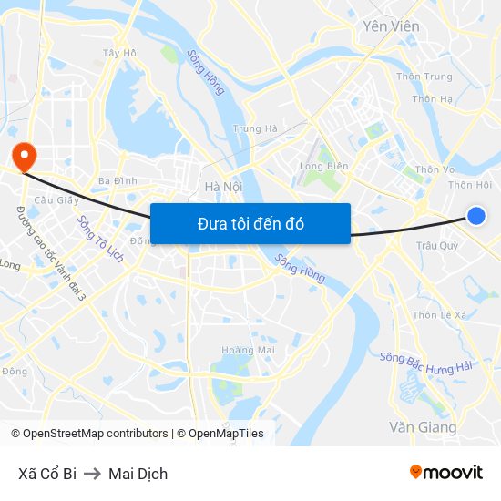 Xã Cổ Bi to Mai Dịch map