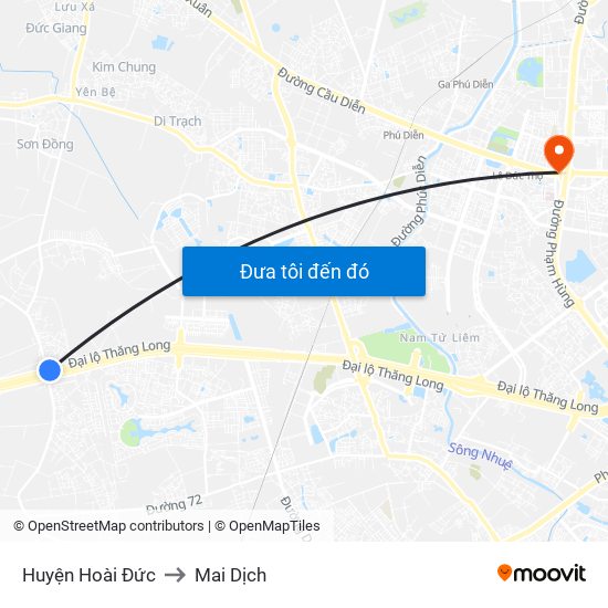Huyện Hoài Đức to Mai Dịch map