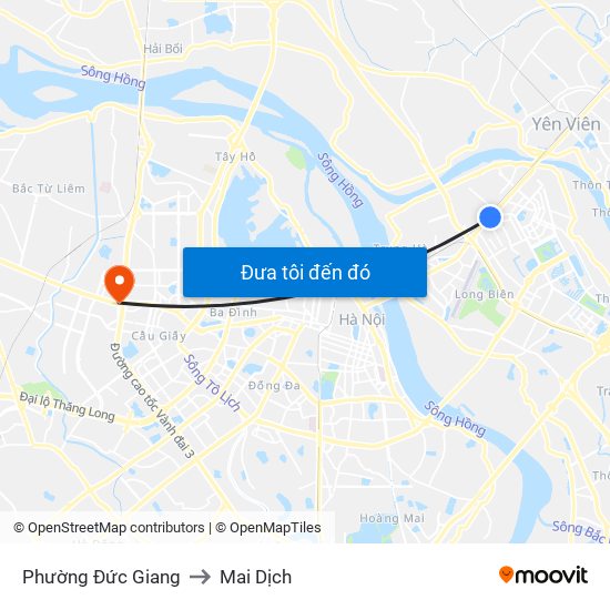 Phường Đức Giang to Mai Dịch map