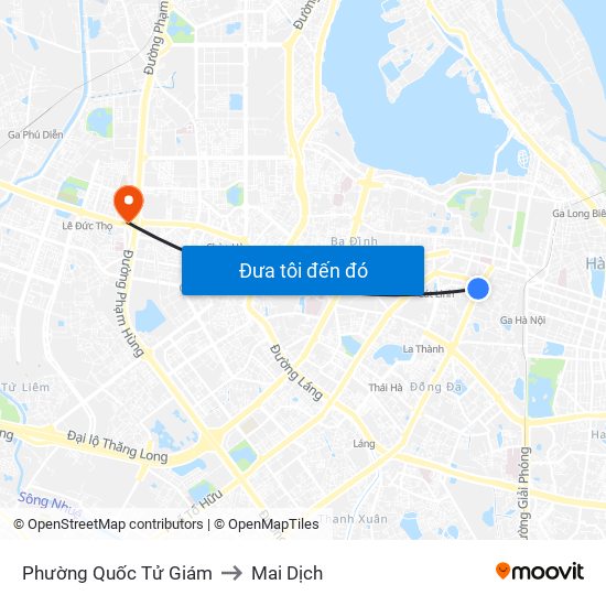 Phường Quốc Tử Giám to Mai Dịch map