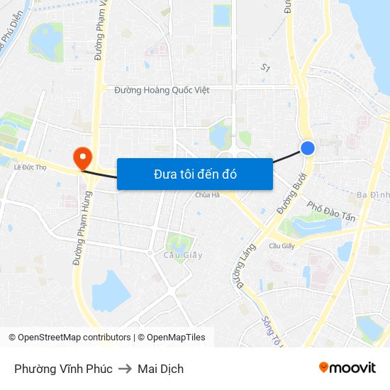 Phường Vĩnh Phúc to Mai Dịch map