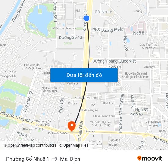 Phường Cổ Nhuế 1 to Mai Dịch map