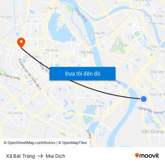 Xã Bát Tràng to Mai Dịch map