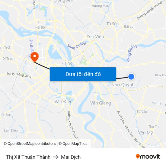 Thị Xã Thuận Thành to Mai Dịch map