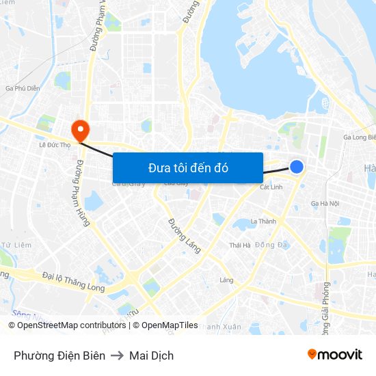 Phường Điện Biên to Mai Dịch map