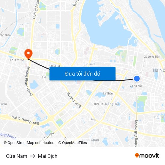 Cửa Nam to Mai Dịch map