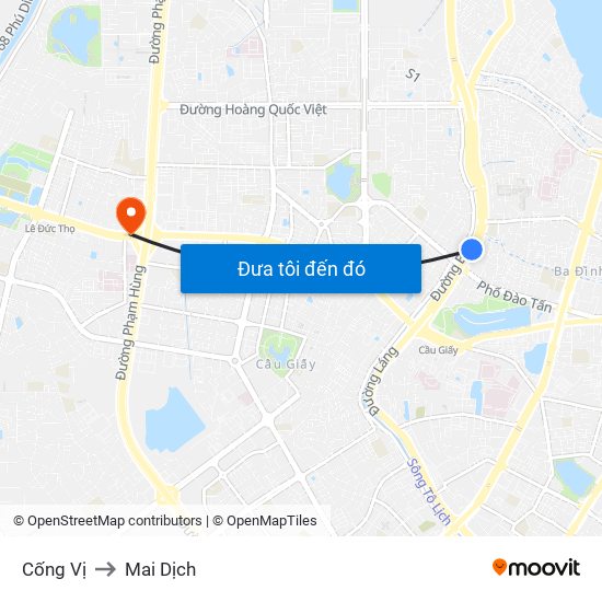 Cống Vị to Mai Dịch map
