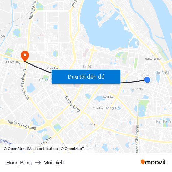 Hàng Bông to Mai Dịch map