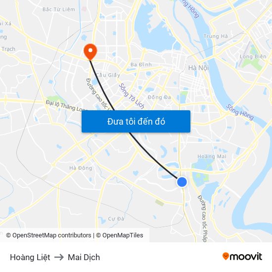 Hoàng Liệt to Mai Dịch map