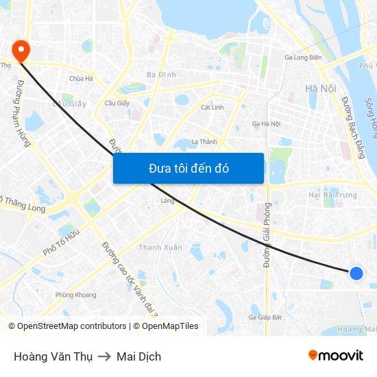 Hoàng Văn Thụ to Mai Dịch map
