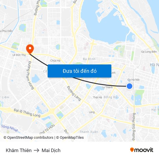 Khâm Thiên to Mai Dịch map