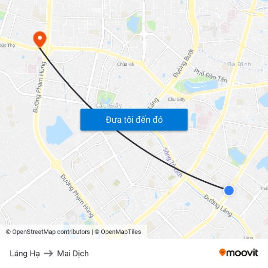 Láng Hạ to Mai Dịch map