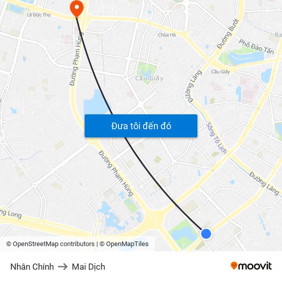 Nhân Chính to Mai Dịch map