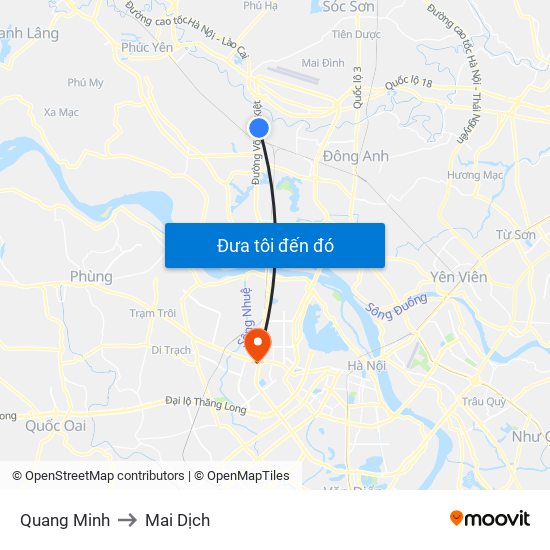 Quang Minh to Mai Dịch map