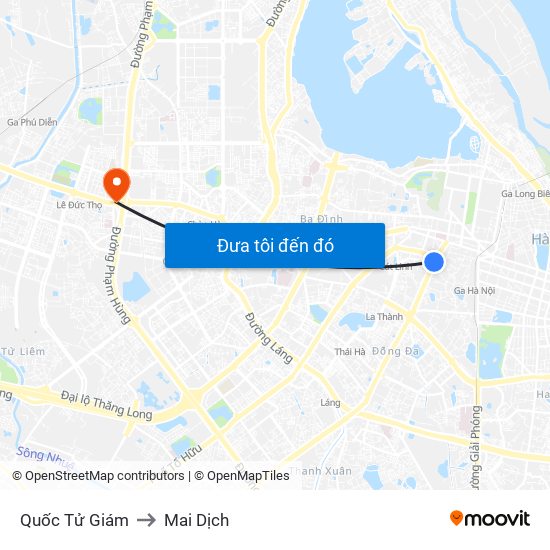 Quốc Tử Giám to Mai Dịch map