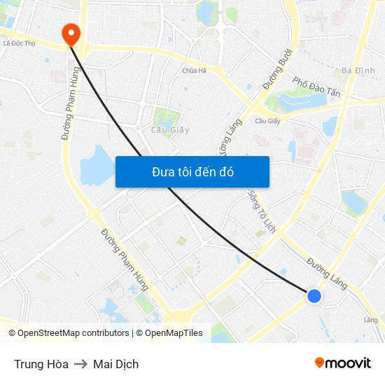 Trung Hòa to Mai Dịch map