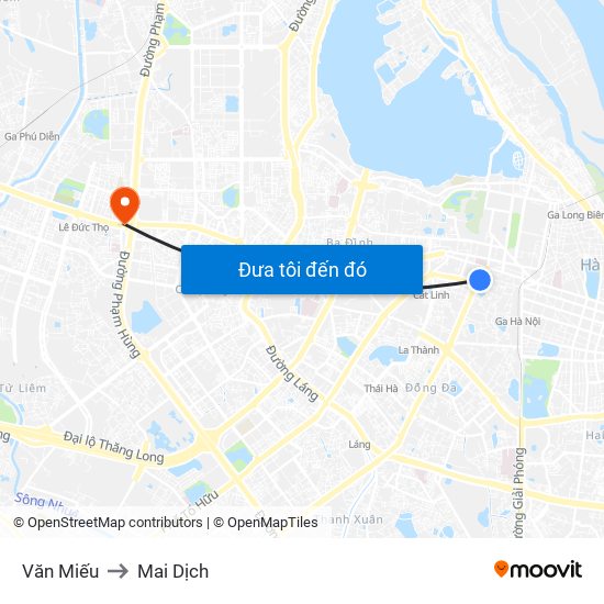 Văn Miếu to Mai Dịch map