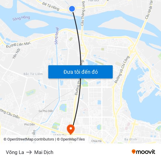 Võng La to Mai Dịch map