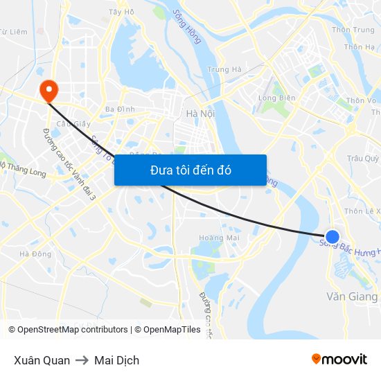 Xuân Quan to Mai Dịch map