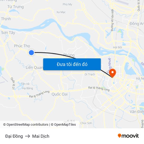 Đại Đồng to Mai Dịch map