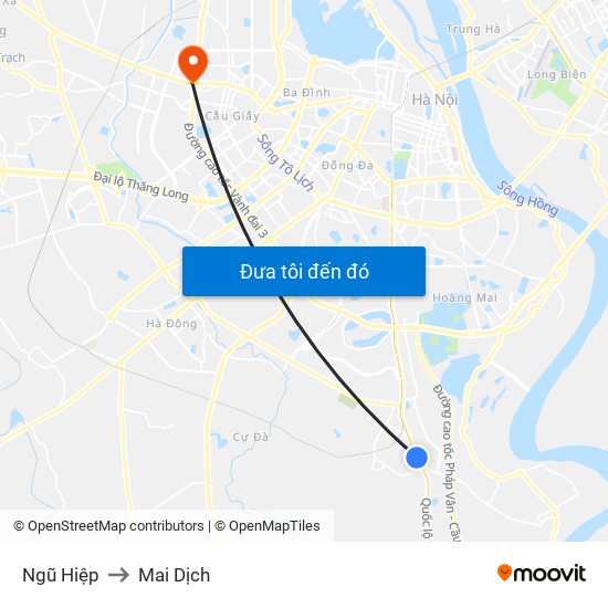 Ngũ Hiệp to Mai Dịch map