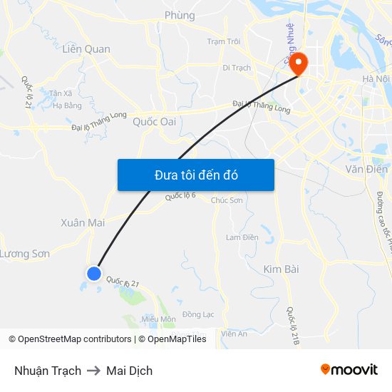 Nhuận Trạch to Mai Dịch map