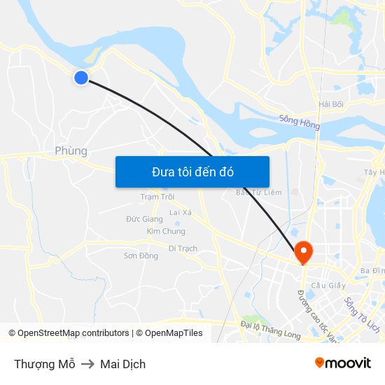 Thượng Mỗ to Mai Dịch map